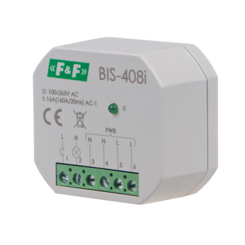 Реле імпульсне BIS-408LED 165÷265 В AC 16 A (160 A/20 мс) F&F