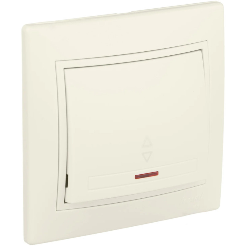 Выключатель проходной одноклавишный с подсветкой и вставкой LEZARD Mira крем 701-0303-114