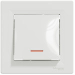 Выключатель проходной одноклавишный с подсветкой SCHNEIDER Asfora белый с рамкой EPH1500121