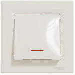 Выключатель проходной одноклавишный с подсветкой SCHNEIDER Asfora крем с рамкой EPH1500123