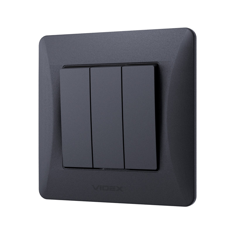 Выключатель трехклавишный VIDEX Binera графит VF-BNSW3-BG
