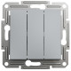 Выключатель трехклавишный SCHNEIDER Asfora сталь EPH2100162