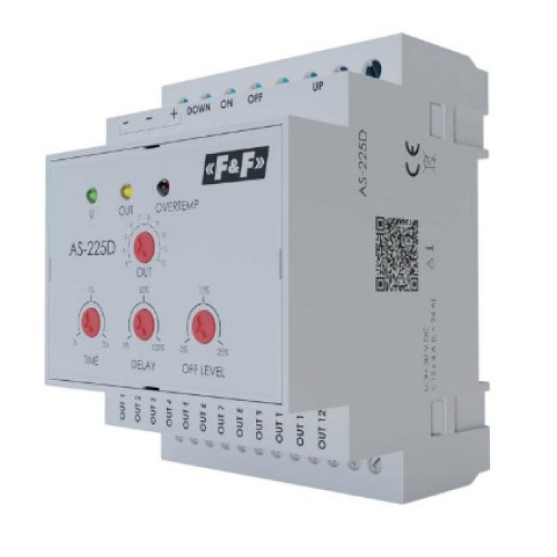 Реле лестничное AS-225D 9÷30 В DC 4А/1кан, 24А/12-кан F&F