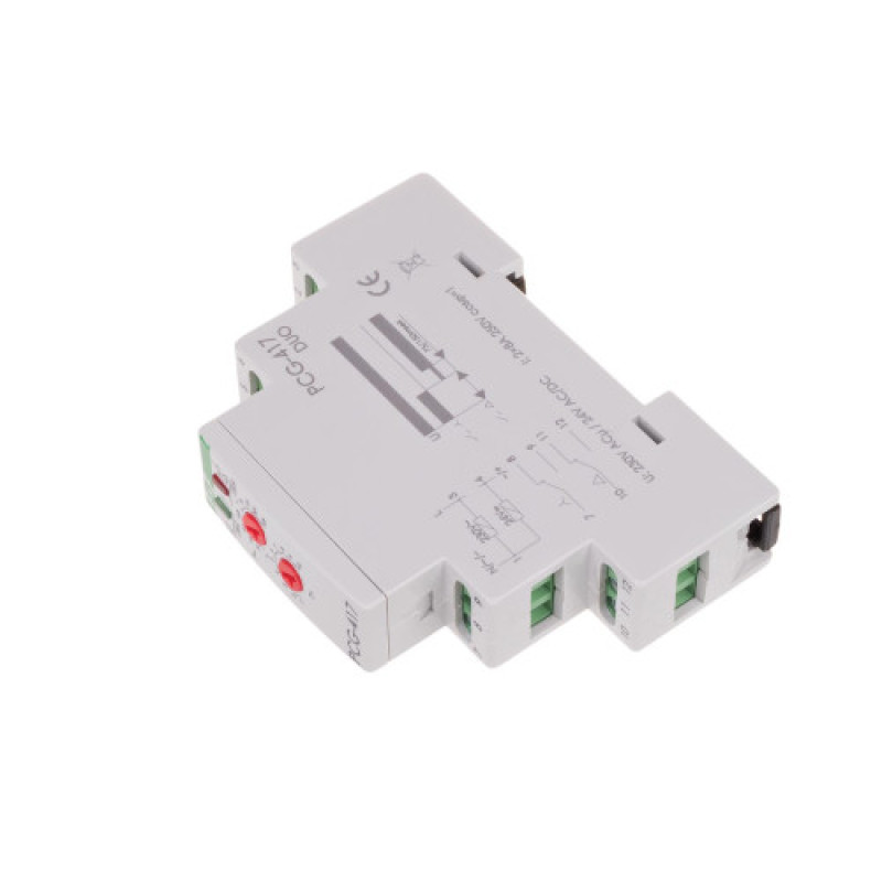 Реле времени электронное PCG-417DUO 195÷253 В AC / 21÷27 В AC/DC 2×8 A F&F