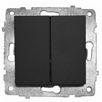 Выключатель двухклавишный OVIVO Grano черный (600-000217-202)