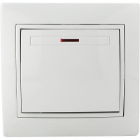 Выключатель одноклавишный с подсветкой белый BBсб10-1-1-Fl-W серия FL, АСКО-УКРЕМ