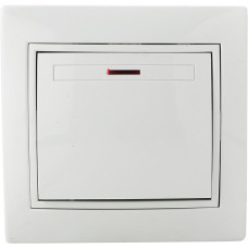 Выключатель одноклавишный с подсветкой белый BBсб10-1-1-Fl-W серия FL, АСКО-УКРЕМ
