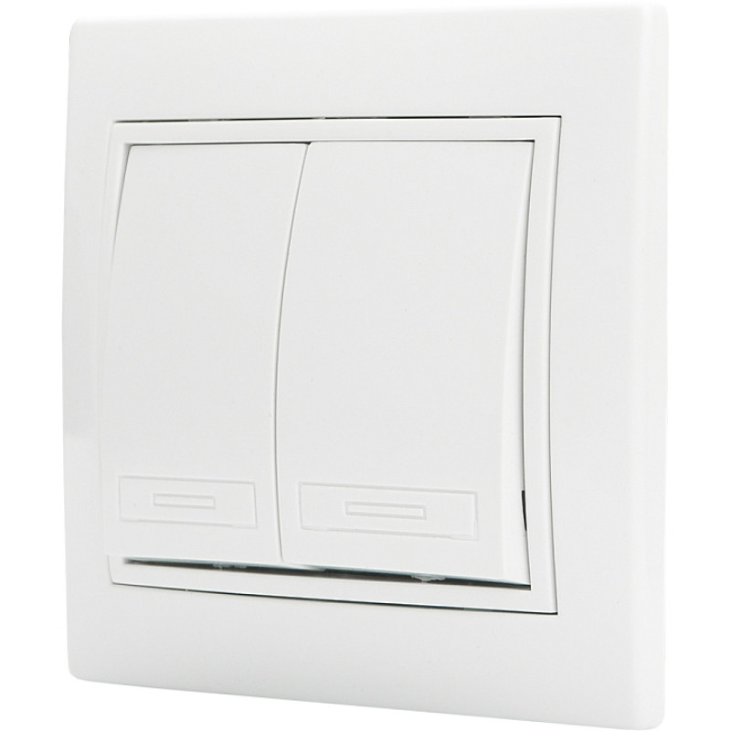 Выключатель двухклавишный белый BBсб10-2-0-Fl-W серия FL, АСКО-УКРЕМ