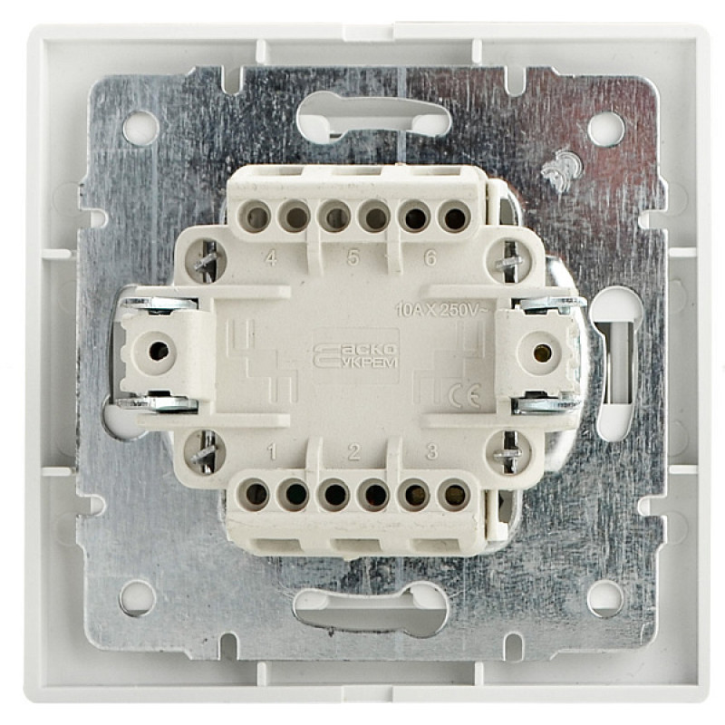 Выключатель двухклавишный белый BBсб10-2-0-Fl-W серия FL, АСКО-УКРЕМ