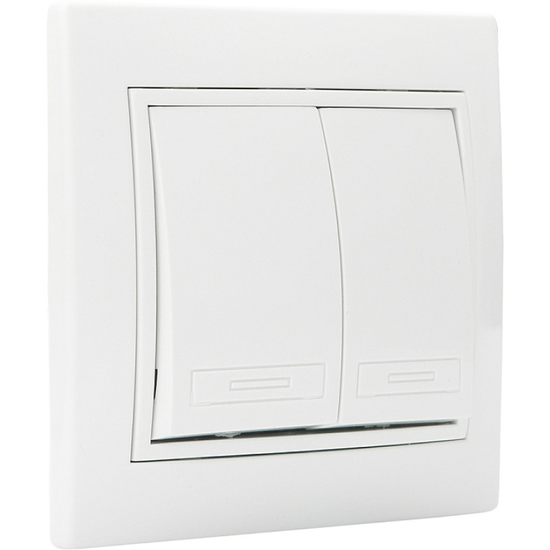 Выключатель двухклавишный белый BBсб10-2-0-Fl-W серия FL, АСКО-УКРЕМ