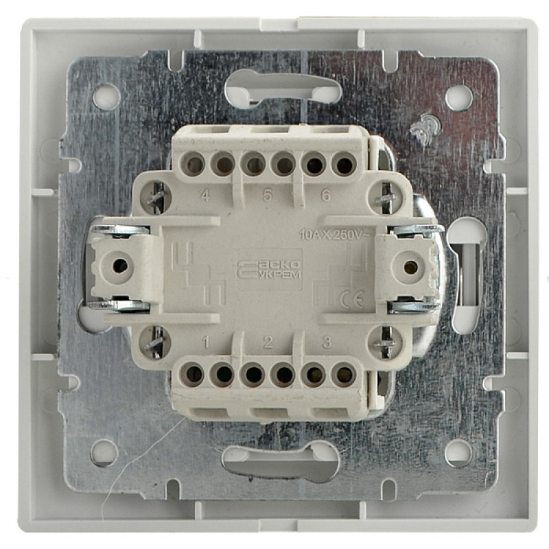 Выключатель двухклавишный с подсветкой белый BBсб10-2-1-Fl-W серия FL, АСКО-УКРЕМ