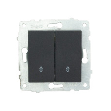 Выключатель проходной двухклавишный OVIVO Grano черный (600-000217-211)