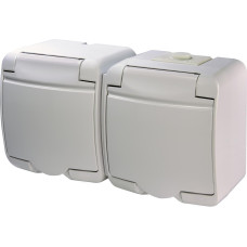 Розетка 2-я с ж/к Schuko RHE-2s (белая/белая крышка, IP54) ETI 4668019