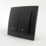 Выключатель двухклавишный проходной NILSON Touran Черный 24221009