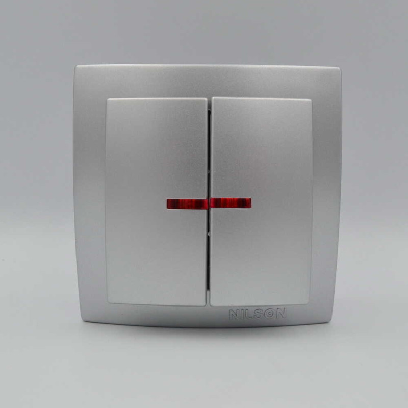 Вимикач Nilson Themis срібло 2кл з підсвіткою ( 26131004 )
