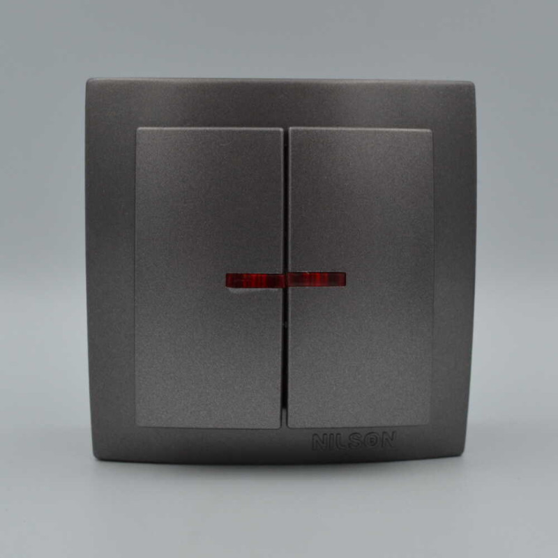 Вимикач Nilson Themis антрацит 2кл з підсвіткою ( 26161004 )