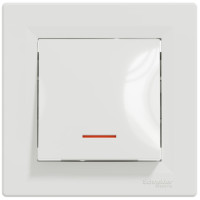 Выключатель кнопочный с подсветкой Asfora Schneider Electric белый EPH1600121