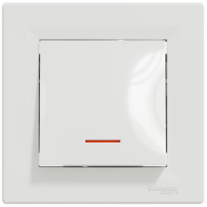 Выключатель кнопочный с подсветкой Asfora Schneider Electric белый EPH1600121