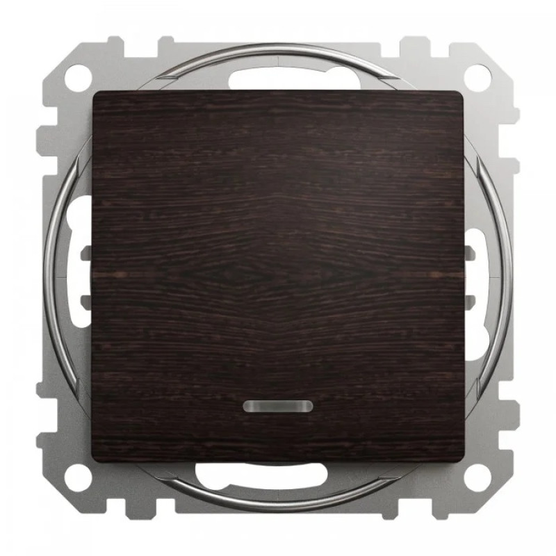 Выключатель одноклавишный с синей LED подсветкой венге Sedna Design & Element SDD181101L