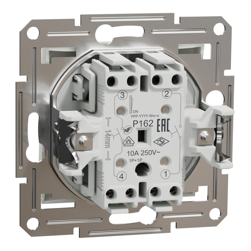 Выключатель двухклавишный без рамки Asfora Schneider Electric белый EPH1170121