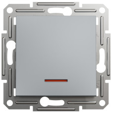 Переключатель одноклавишный с подсветкой Asfora Schneider Electric сталь EPH1500162
