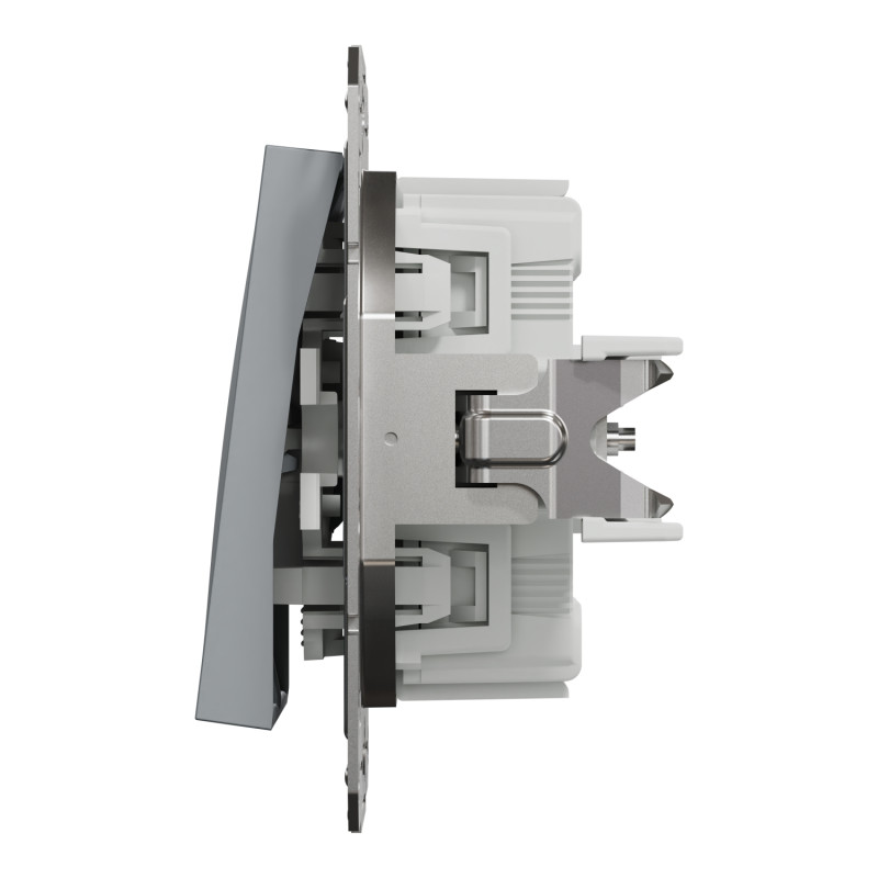 Выключатель кнопочный двухклавишный Asfora Schneider Electric сталь EPH1100162