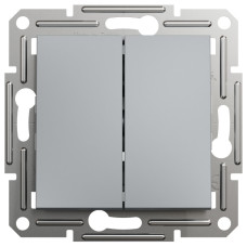 Выключатель кнопочный двухклавишный Asfora Schneider Electric сталь EPH1100162