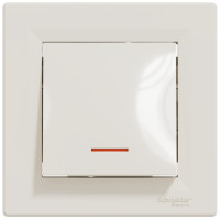 Выключатель кнопочный с подсветкой Asfora Schneider Electric крем EPH1600123