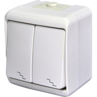 Выключатель 2-клавишный "лестничный" VHE-7 (белый, IP54) ETI 4668006