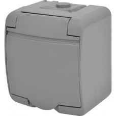 Розетка 1-на с ж/к Schuko RHE-1s-SR (серая/серая крышка, IP54) ETI (4668070)