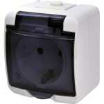 Розетка 1-на с ж/к Schuko RHE-1sd (белая/прозрачная крышка, IP54) ETI 4668016