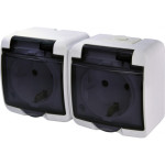 2-я розетка с ж/к Schuko RHE-2sd (белая/прозрачная крышка, IP54) ETI 4668020