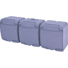 Розетка 3-я с ж/к Schuko RHE-3s-SR (серая/серая крышка, IP54) ETI 4668074