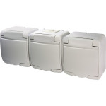 Розетка 3-я с ж/к Schuko RHE-3s (белая/белая крышка, IP54) ETI 4668023