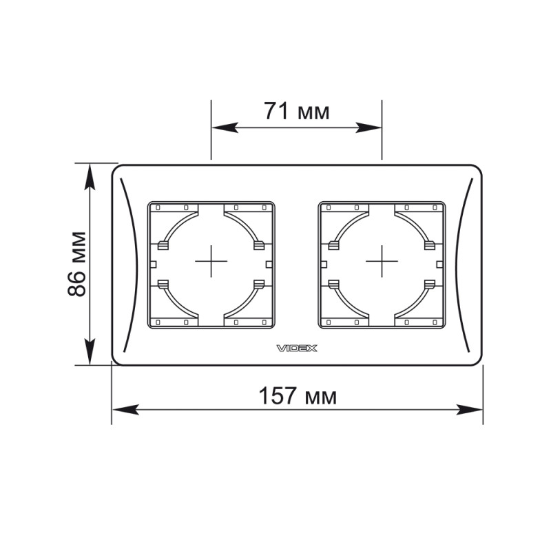 Рамка двойная горизонтальная VIDEX BINERA белая (VF-BNFR2H-W)