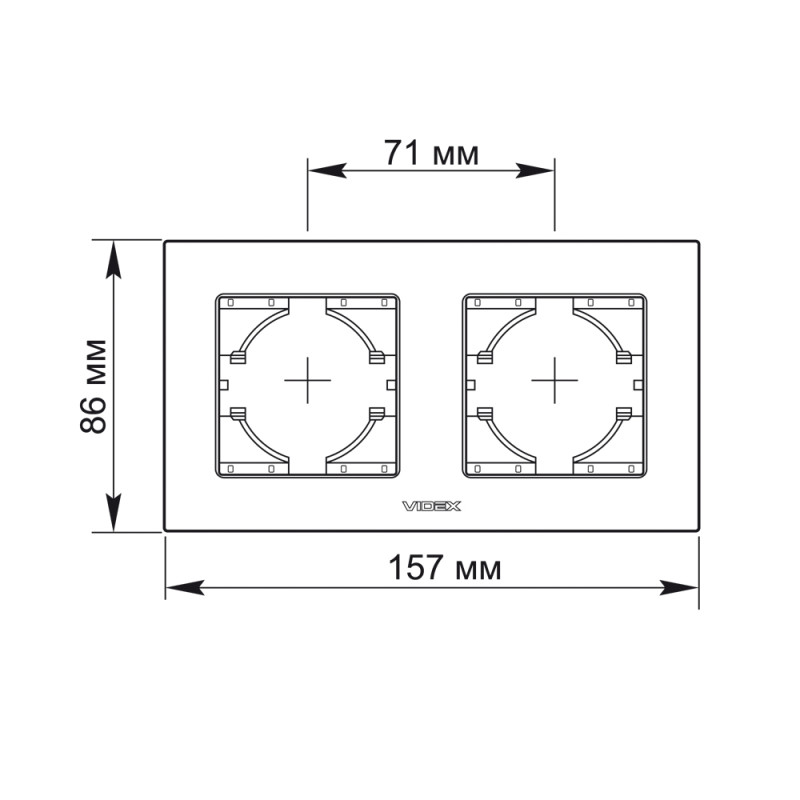 Рамка двойная горизонтальная VIDEX Binera черный алюминий (VF-BNFRA2H-B)
