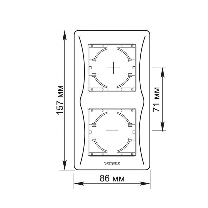 Рамка двойная вертикальная VIDEX Binera крем (VF-BNFR2V-CR)