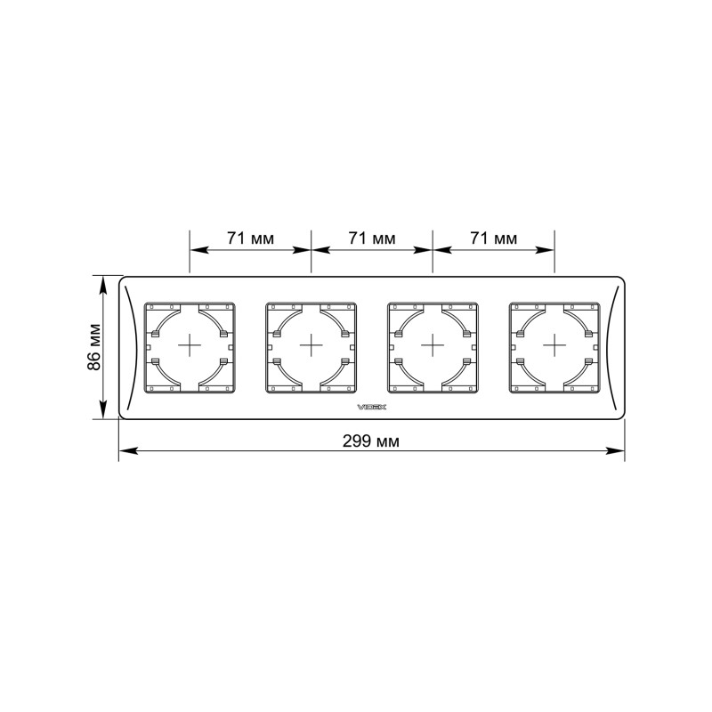 Рамка четверная горизонтальная VIDEX BINERA белая (VF-BNFR4H-W)
