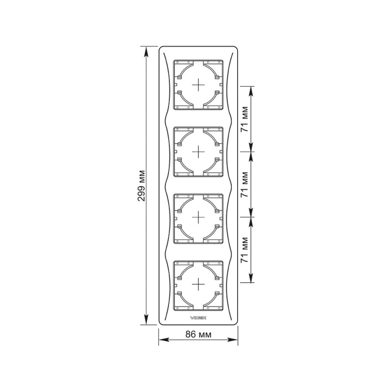 Рамка четвірна вертикальна VIDEX BINERA біла (VF-BNFR4V-W)