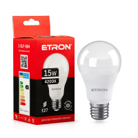 Светодиодная LED лампа ETRON 1-ELP-004 15W A65 4200K E27 дневной свет 1-ELP-004