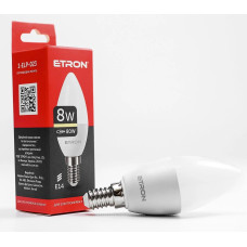 Светодиодная LED лампа ETRON 8W C37 3000K 220V E14 теплый свет 1-ELP-023