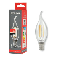 Светодиодная филаментная лампа ETRON Filament C37 tailed 10W E14 4200K прозрачная