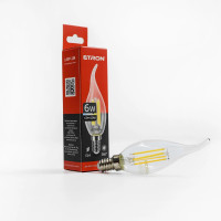 Светодиодная филаментная лампа ETRON 1-EFP-134 C37 Tailed E14 6W 4200K нейтральный свет, прозрачная