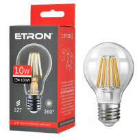 Светодиодная филаментная лампа ETRON 10W A60 E27 4200K нейтральный свет, прозрачная 1-EFP-108