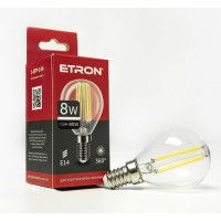 Светодиодная филаментная лампа ETRON G45 8W E14 4200K нейтральный свет, прозрачная 1-EFP-144