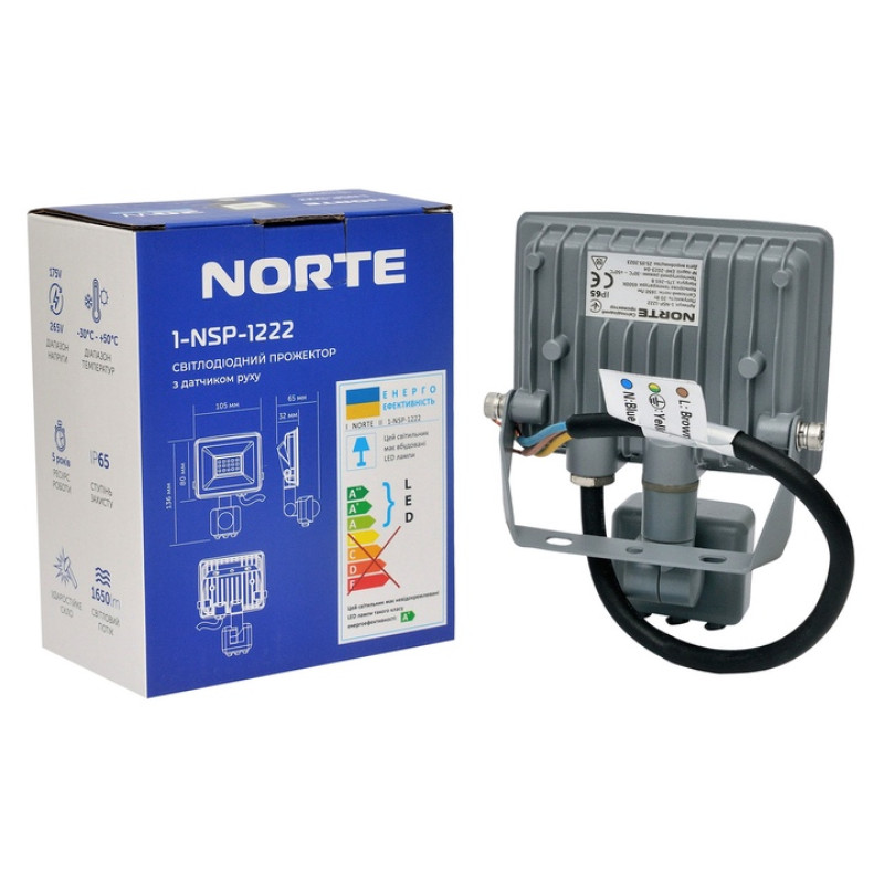Прожектор NORTE Spotlight 1-NSP-1222 20W 6500К с датчиком движения