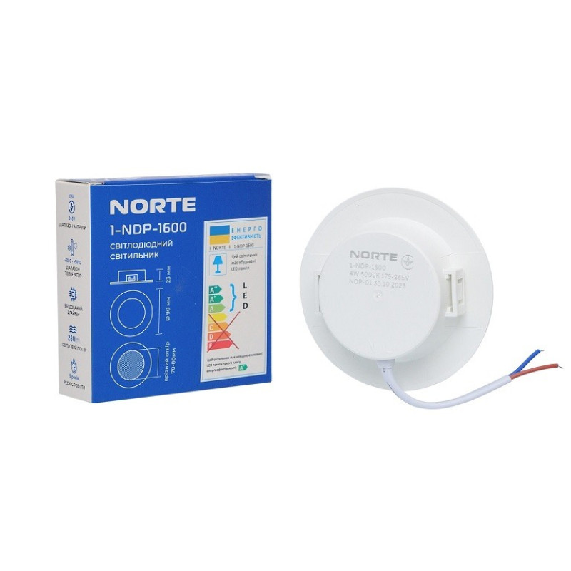 Потолочный светильник NORTE 1-NDP-1600 4W 5000K IP44 круг