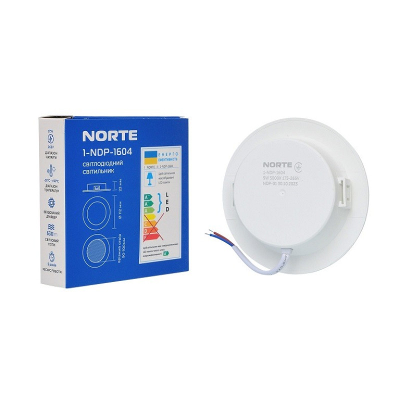 Потолочный светильник NORTE 1-NDP-1604 9W 5000K IP44 круг