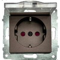 Розетка одинарная с/с крышкой и защитой от детей OVIVO Grano мокко (600-000319-243)