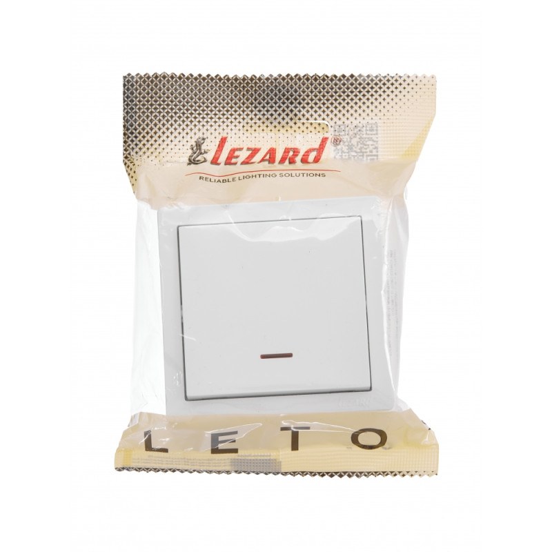 Вимикач 1-ий накладний з підсвіткою білий 752-0200-111 LETO Lezard